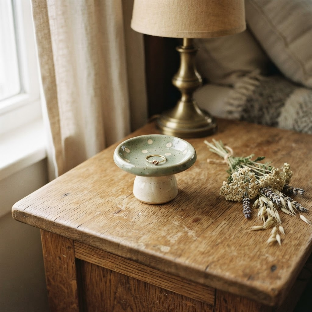A mushroom trinket dish